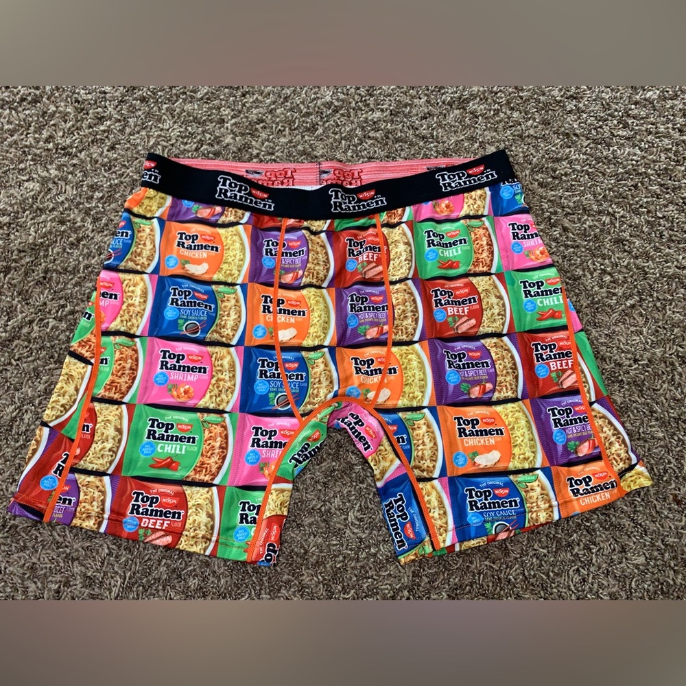 Mens Ramen Noodle Print Boxer Briefs XXL Novelty Funny Food Underwear